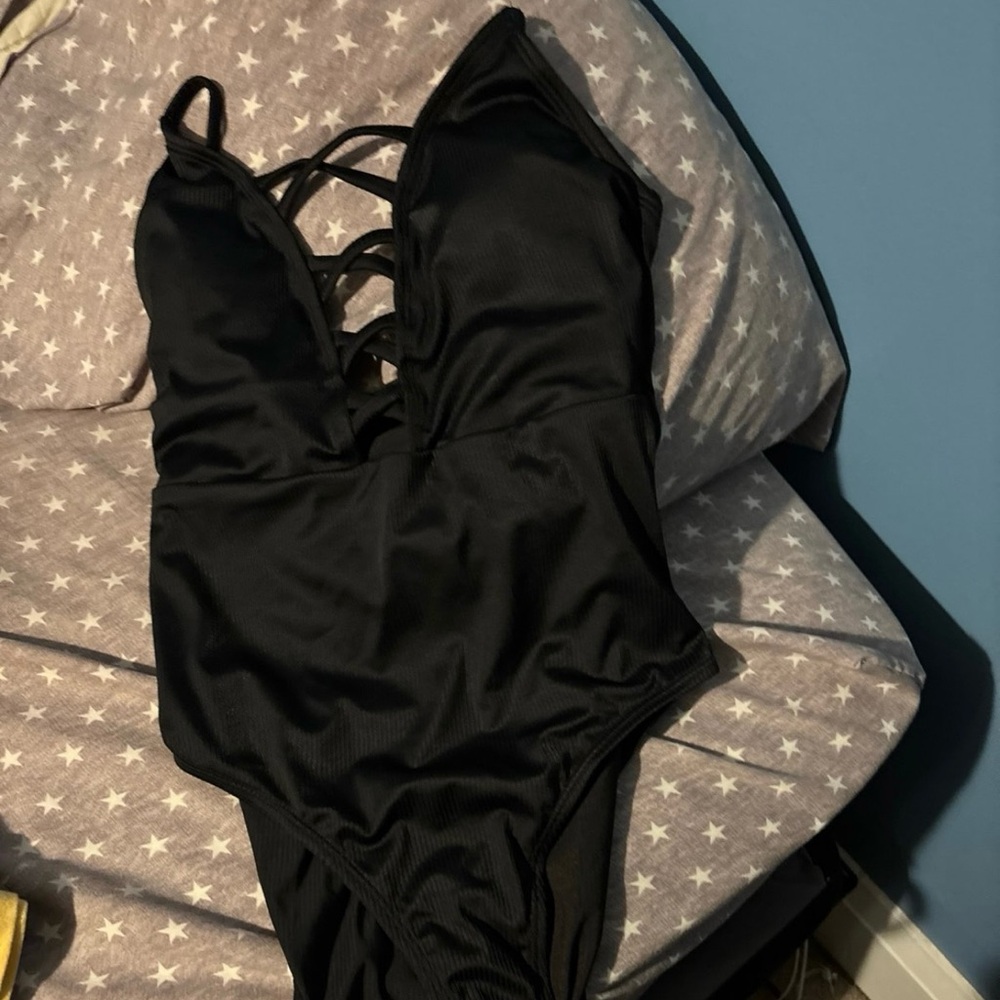 Black Strappy One-Piece Swimsuit